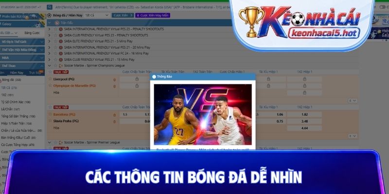 Các thông tin bóng đá dễ nhìn