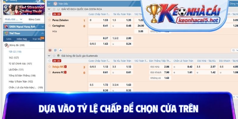 Dựa vào tỷ lệ chấp để chọn cửa trên