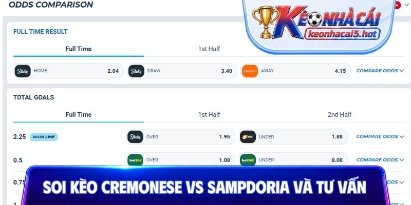 Soi kèo Cremonese vs Sampdoria và tư vấn chốt cược